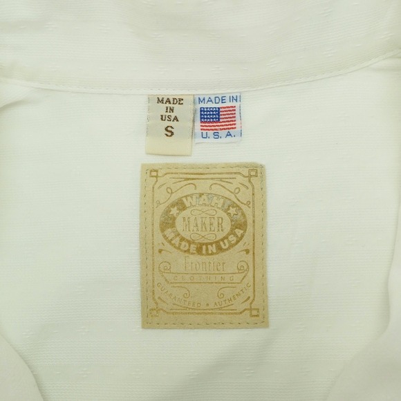 Wah Maker Button Down Shirt Mens Small Cream Diamond Dobby Banded Collar - Picture 4 of 4